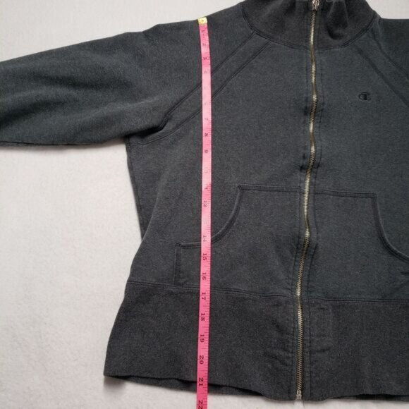 Champion Jacket Women XL Gray Fleece Full Zip Sweatshirt Yoga Workout Y2k Fitted - Picture 7 of 16
